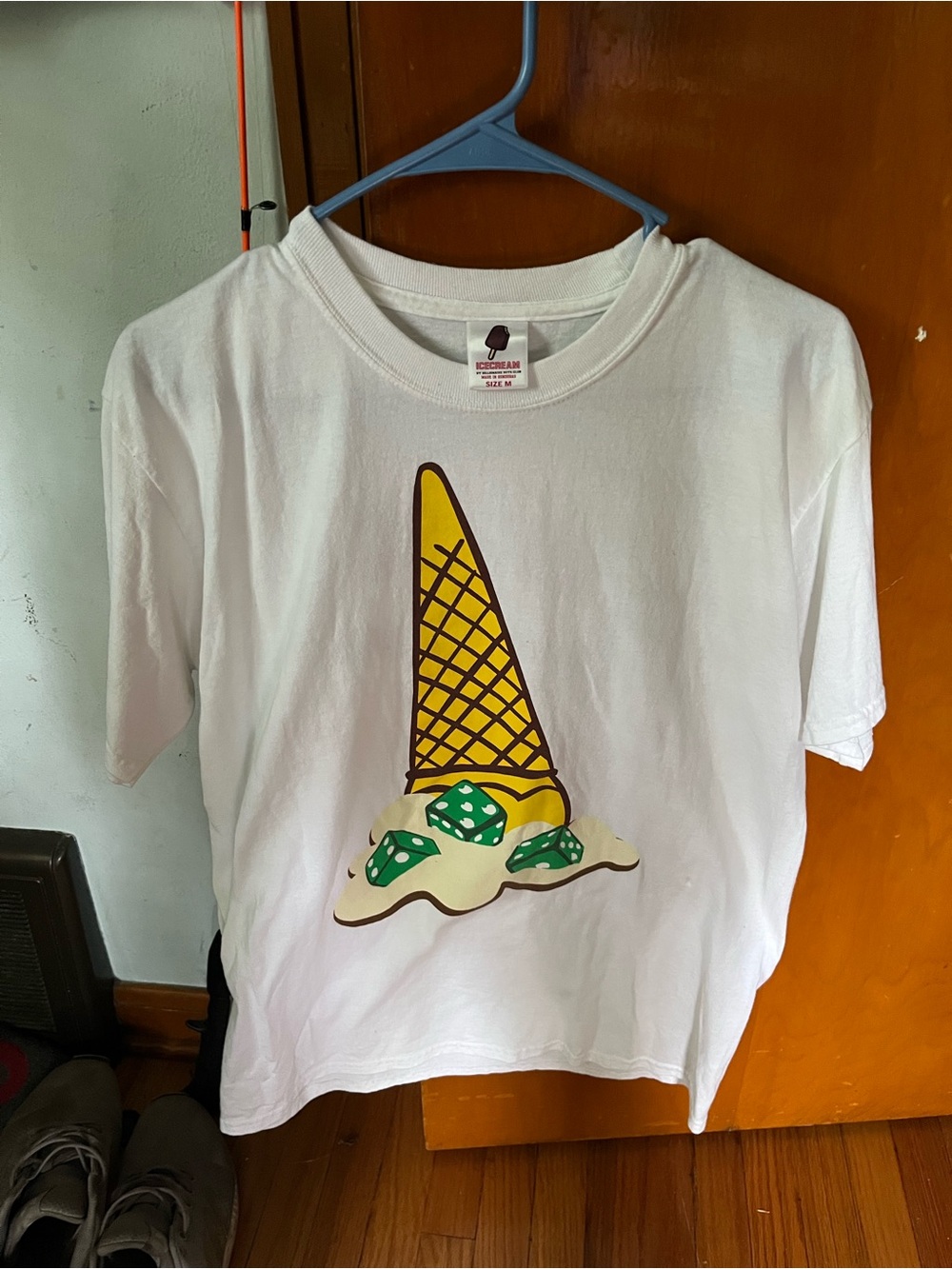 Billionaire Boys Club White Tee with Yellow Cone and Green Dice Graphic
